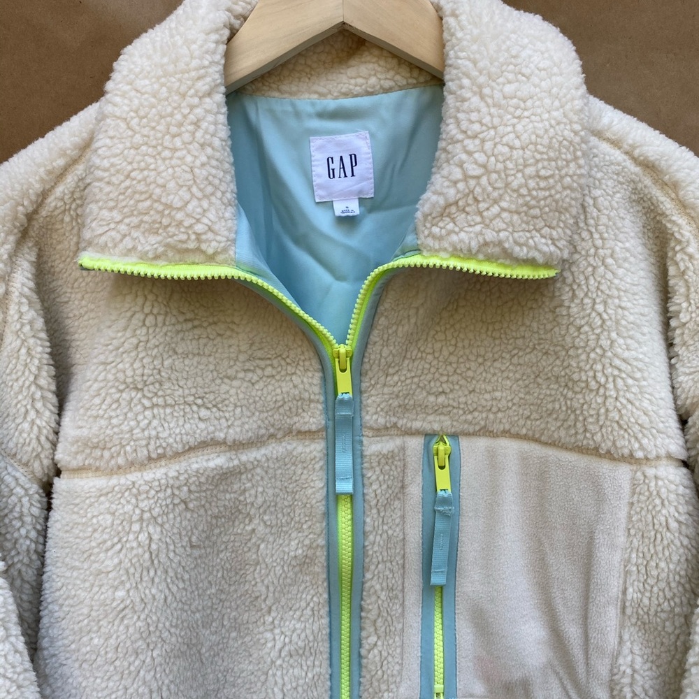 GAP Cream Teddy Jacket with Neon Accents - Picture 4 of 7